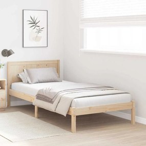 vidaXL Σκελετός Κρεβατιού Καφέ 90 x 200 cm Μασίφ ξύλο πεύκου