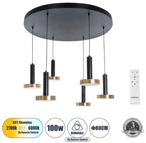 Κρεμαστό Φωτιστικό Design Μαύρο &amp; Χρυσό ZANE 60935 Globostar 60935 Μαύρο-Χρυσό