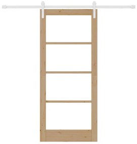 vidaXL Συρόμενη Πόρτα Καφέ 86 x 198.5 cm Μασίφ ξύλο πεύκου