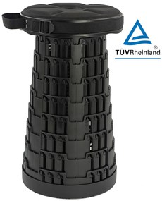 POWERTECH πτυσσόμενο καρεκλάκι HUH-0235 με μαξιλάρι, αντοχή έως 250kg, 25.5x45cm, μαύρο