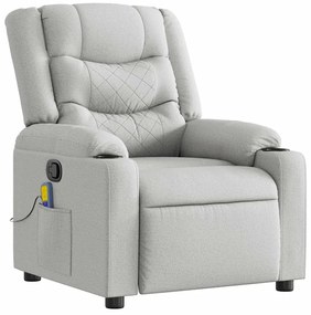 vidaXL καρέκλα ανάκλισης μασάζ Cloud Grey Fabric
