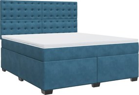 vidaXL Κρεβάτι Boxspring με Στρώμα Μπλε 180x200 εκ. Βελούδινο