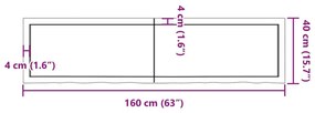 Πάγκος Μπάνιου Σκούρο Καφέ 160x40x(2-4) εκ. Επεξεργ. Μασίφ Ξύλο - Γκρι