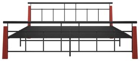Πλαίσιο Κρεβατιού 200 x 200 εκ. από Μέταλλο &amp; Μασίφ Ξύλο Δρυός - Μαύρο