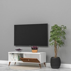 Stewehome Έπιπλο τηλεόρασης από mdf με ράφι Λευκό 70x24x10 cm