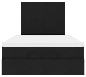 Οθωμανικό κρεβάτι με στρώμα &amp; LEDs Μαύρο 120x200 cm Ύφασμα 3313915