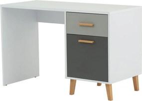 Γραφείο Timmy Λευκό-Γραφίτη-Γκρι 120x53.7x77cm