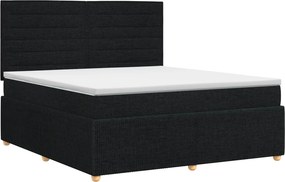 vidaXL Κρεβάτι box spring με στρώμα Μαύρο 180 x 200 cm Ύφασμα