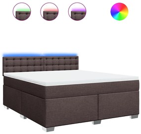 vidaXL Κρεβάτι Boxspring με Στρώμα Σκούρο Καφέ 180x200 εκ Υφασμάτινο