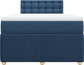 vidaXL Κρεβάτι Boxspring με Στρώμα Μπλε 120x200 εκ. Υφασμάτινο