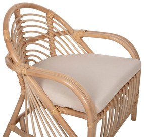 Καρέκλα - Πολυθρόνα FEMUR C9837 Φυσικό Rattan με Λευκό Μαξιλάρι 72x66x75Υεκ. 72x66x75 εκ.