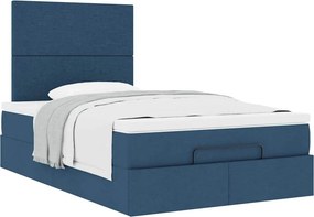 vidaXL Οθωμανικό κρεβάτι με στρώμα μπλε 120x190 cm ύφασμα