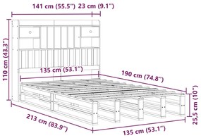 Κρεβάτι Βιβλιοθήκη Χωρίς Στρώμα Λευκό 135x190 εκ Μασίφ Πεύκο 3323984
