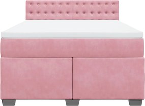 vidaXL Κρεβάτι Boxspring με Στρώμα Ροζ 140x190 εκ. Βελούδινο