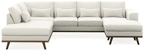 Γωνιακός Καναπές Seattle K126, Beige, Καφέ, 290x202x85cm, Πόδια: Ξύλο | Epipla1.gr