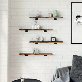 vidaXL Ράφια Τοίχου 4 τεμ. Καπνιστή Δρυς 60x10x1,5 εκ. Επεξεργ. Ξύλο