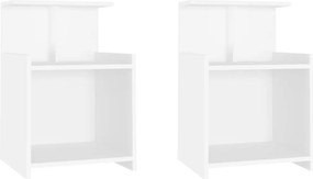 vidaXL Κομοδίνα 2 Τεμαχίων Λευκά 40 x 35 x 60 εκ. από Επεξ. Ξύλο