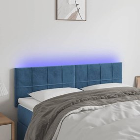 Κεφαλάρι Κρεβατιού LED Σκούρο Μπλε 144x5x78/88 εκ. Βελούδινο 3121664