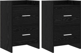 vidaXL Κομοδίνα 2 τμχ. Μαύρη Δρυς 40 x 30 x 60 cm Επεξεργασμένο Ξύλο