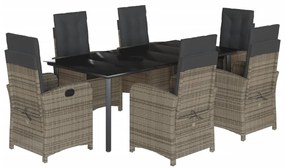 vidaXL Σετ Τραπεζαρίας Κήπου 7 τεμ. Γκρι Συνθ. Ρατάν με Μαξιλάρια