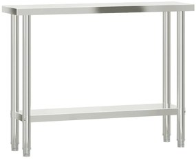 vidaXL Πάγκος Εργασίας Κουζίνας με Ράφι 110x30x120 εκ. Ανοξείδ. Ατσάλι