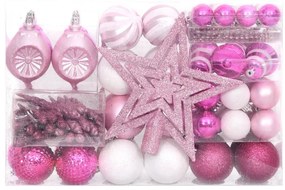 vidaXL Σετ Μπάλες Χριστουγεννιάτικες 108 τεμ. Λευκές και Ροζ