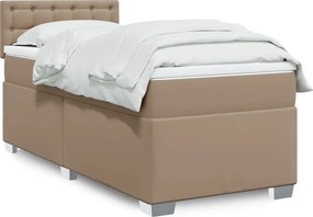 vidaXL Κρεβάτι Boxspring με Στρώμα Καπουτσίνο 90x200εκ.από Συνθ. Δέρμα