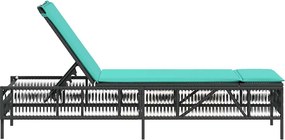 vidaXL Ξαπλώστρα με Μαξιλάρι από Μαύρο Πολυεστέρα Ρατάν
