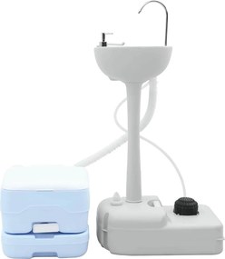 vidaXL Σετ Τουαλέτας Κάμπινγκ 2 pcs Μπλε και άσπρο