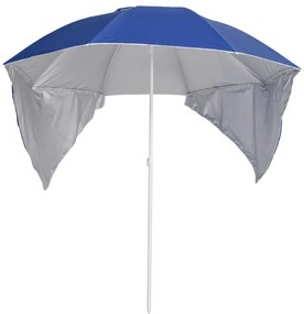 vidaXL Ομπρέλα Θαλάσσης με Πλαϊνά Σκίαστρα Μπλε 215 εκ.