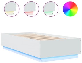 vidaXL Πλαίσιο Κρεβατιού με Φώτα LED Λευκό 100 x 200 εκ. Επεξεργ. Ξύλο