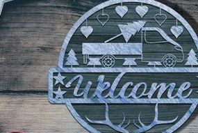 Σετ των 2 Intra απο ξύλο plywood 3mm-4mm πάχος - Χριστουγεννιάτικη πινακίδα υποδοχής πόρτας με λέιζερ Δίασταση 15x15 cm INTRAFABR-73114314