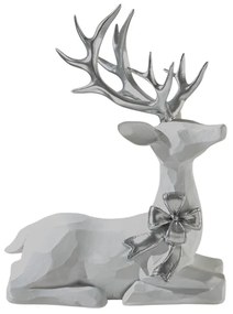 Χριστουγεννιάτικος Διακοσμητικός Τάρανδος Polyester Λευκός-Ασημί 14,5x9x8,5εκ. Zen Collection 25.42.51983