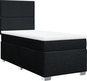 vidaXL Κρεβάτι Boxspring με Στρώμα Μαύρο 80 x 200 εκ. Υφασμάτινο