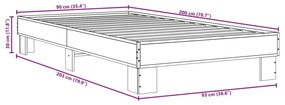 ΠΛΑΙΣΙΟ ΚΡΕΒΑΤΙΟΥ SONOMA ΔΡΥΣ 90X200 ΕΚ. ΕΠΕΞ. ΞΥΛΟ &amp; ΜΕΤΑΛΛΟ 845873