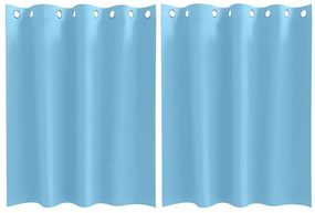 vidaXL Κουρτίνες με κουρτίνες 2 pcs Γαλάζιο 140x140cm Πολυεστέρας