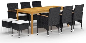 vidaXL Σετ Τραπεζαρίας Κήπου 11 Τεμαχίων Μαύρο