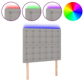 Κεφαλάρι Κρεβατιού LED Ανοιχτό Γκρι 80x5x118/128 εκ. Υφασμάτινο - Γκρι