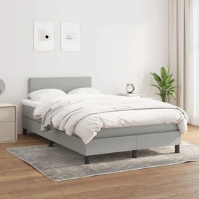 Κρεβάτι Boxspring με Στρώμα Ανοιχτό Γκρι 120x190 εκ. Υφασμάτινο - Γκρι