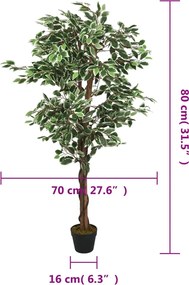 vidaXL Φίκος Τεχνητός 378 Φύλλα Πράσινος 80 εκ.