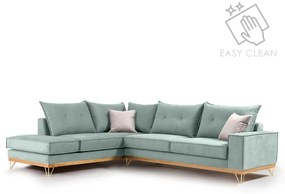Γωνιακός καναπές δεξιά γωνία Luxury II ύφασμα ciel-cream 290x235x95εκ Υλικό: FABRIC 168-000008