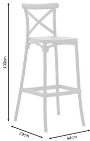 Σκαμπό μπαρ Crossie pp λευκό 44x39x103εκ