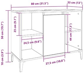 Ντουλάπι νιπτήρα Παλιό ξύλο 80x33x60 cm Κατασκευασμένο ξύλο - Καφέ