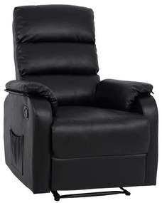 Armchair Relax, recline and massage, Black PU 78x97x97 cm