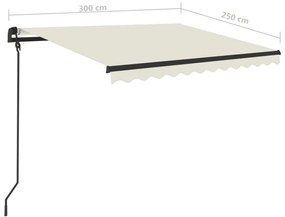 Τέντα Συρόμενη Αυτόματη με Στύλους Κρεμ 3 x 2,5 μ. - Κρεμ