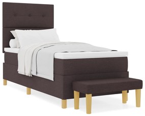 vidaXL Κρεβάτι με Στρώμα & Παγκάκι Καφέ 90x200 εκ. Υφάσματος