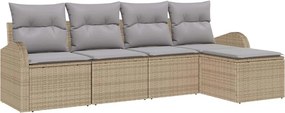vidaXL Σετ Καναπέ Κήπου 5 pcs Μπεζ συνθετικό ρατάν