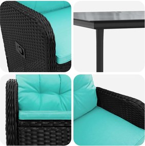 vidaXL Σετ Τραπέζι Καναπέ 5 pcs PE Ρατάν και Ατσάλι με Σκόνη