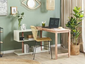 Γωνιακό τραπέζι γραφείου Berwyn 838, Γωνιακός, 73x120x45cm, 30 kg, Ανοιχτό χρώμα ξύλου, Άσπρο, Ξύλο: Καουτσούκ | Epipla1.gr