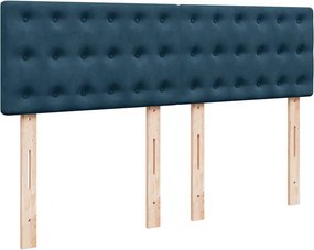 vidaXL Κρεβάτι Boxspring με Στρώμα Μπλε 140x190 εκ. Βελούδινο